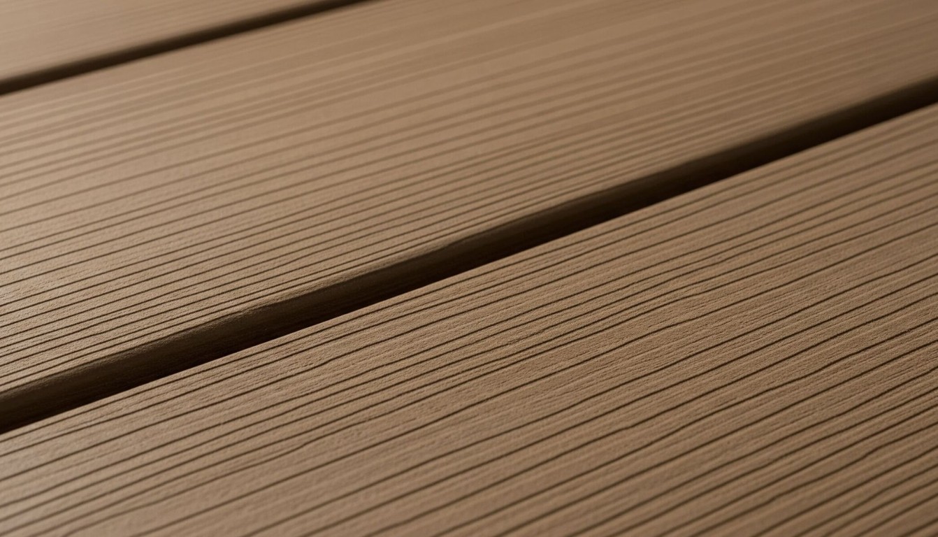 Close-up of durable composite deck material